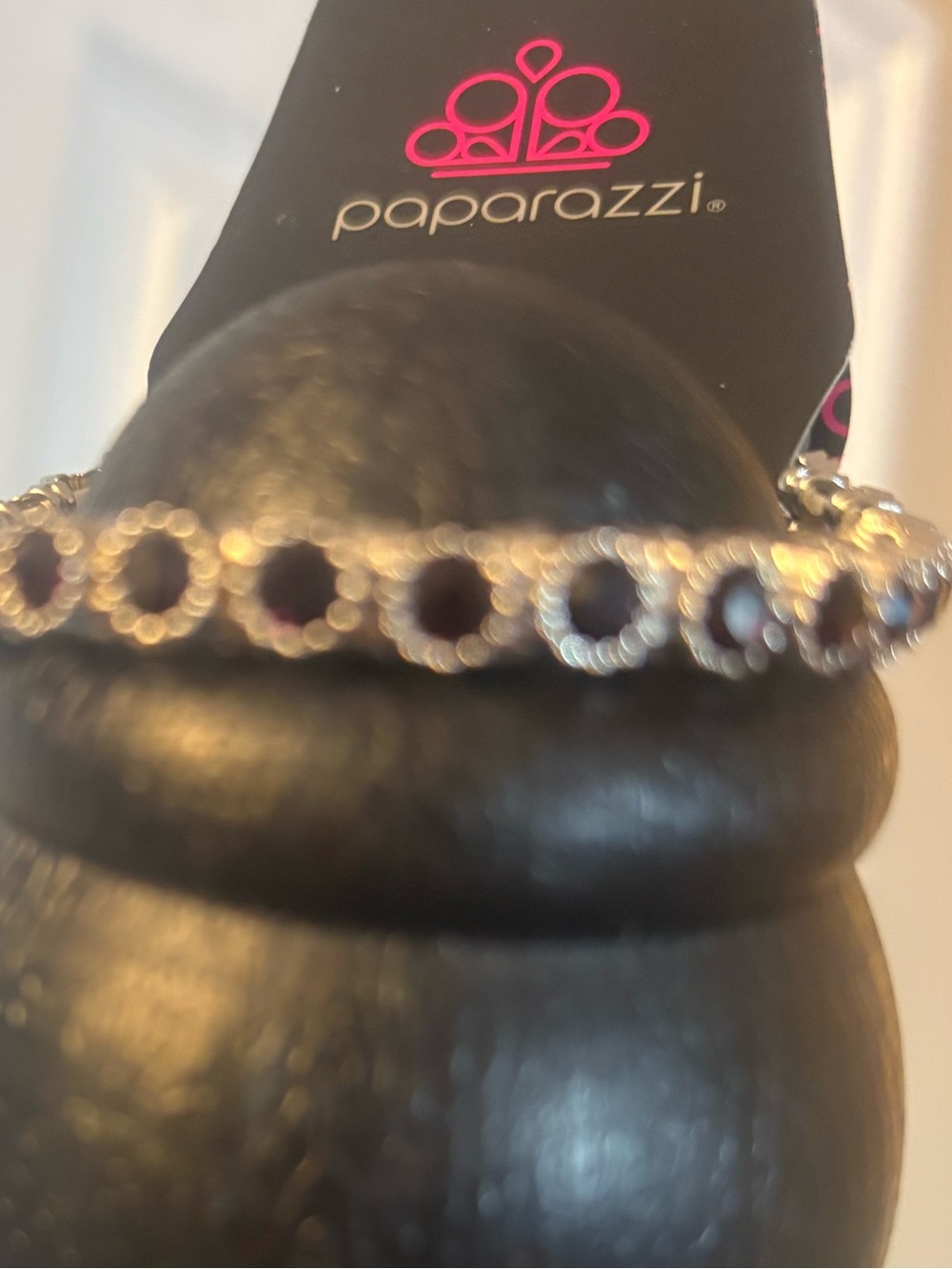 paparazzi Silver-Tone Bracelet with Dark cranberry colored Stones